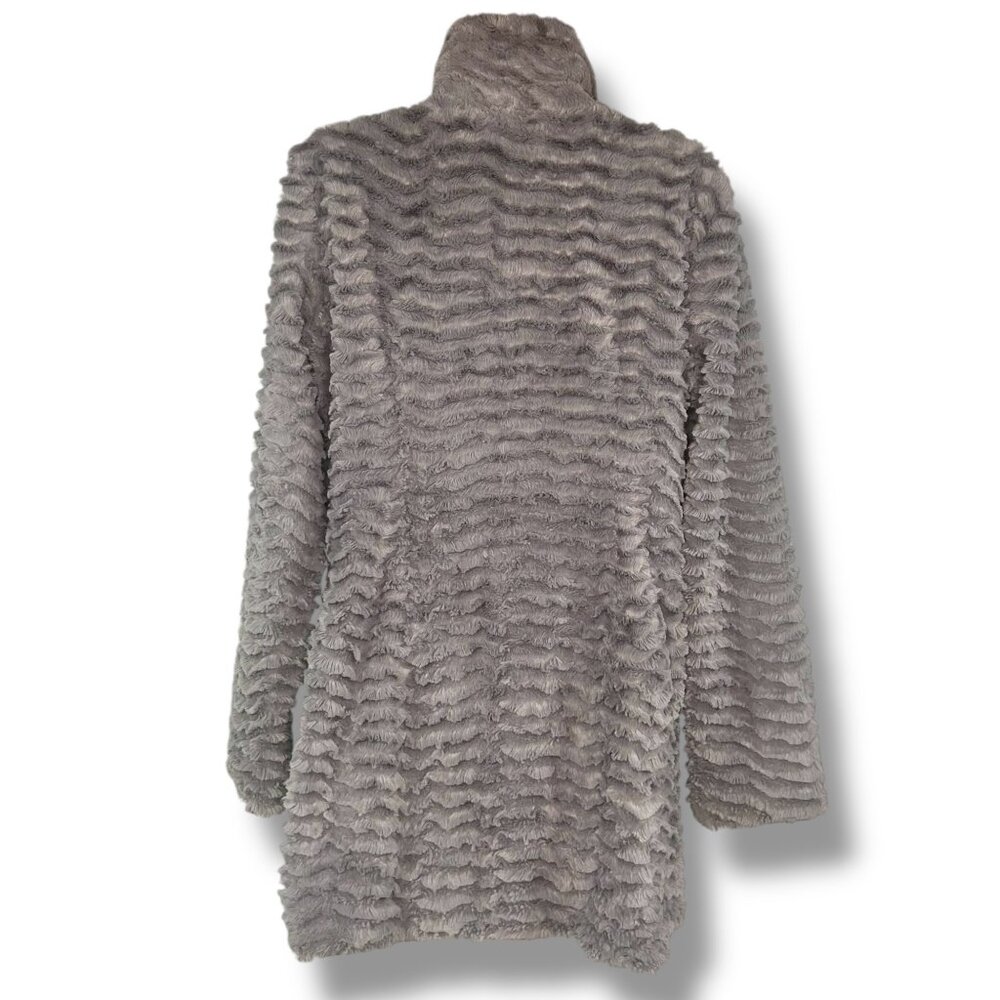 Patagonia Gray Pelage Jacket Mock Neck Faux Fur Zip Snap Boxy Lined - Picture 5 of 7